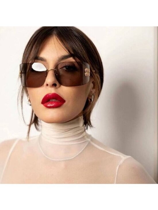 Miu Miu MU54YS 5AK06I Geometric Sunglasses - Gold/Light Purple Brown main image 10